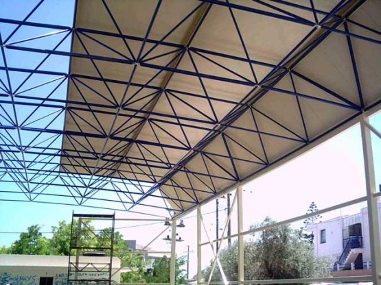 Space frame construction for an indoor court in Chios