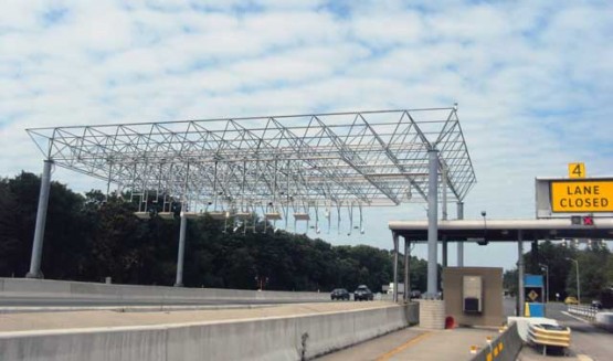 Space frame toll station in Spring Valley, New York