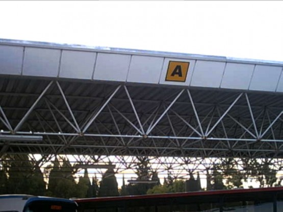 Space frame covering the bus terminal at the Corfu Airport